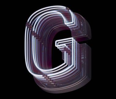 G harfi neon ışığı yazı tipi