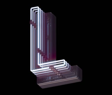 L harfi neon ışık yazı tipi