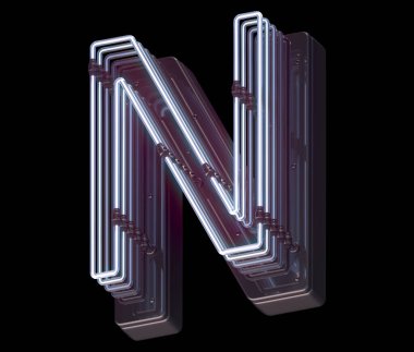 N harfi neon ışık yazı tipi