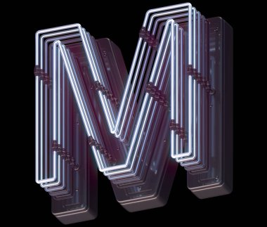M harfi neon ışık yazı tipi