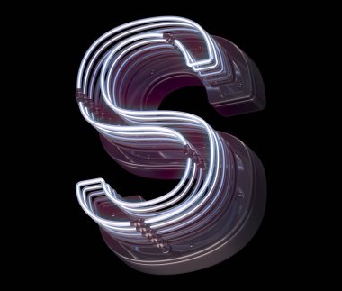 S harfi neon ışık yazı tipi