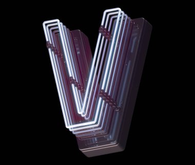 V harfi neon ışık yazı tipi
