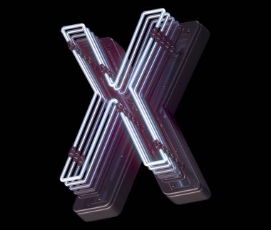 X harfi neon ışık yazı tipi