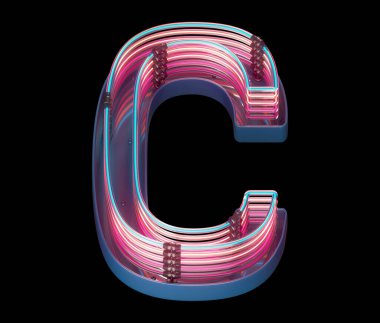C yazı tipi neon ışığı