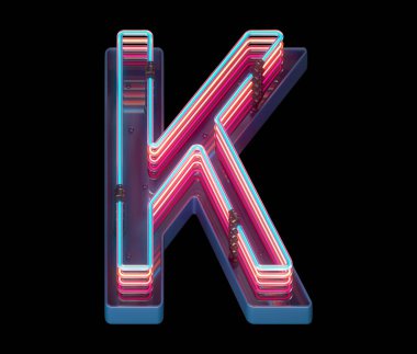 K harfi neon ışık yazı tipi