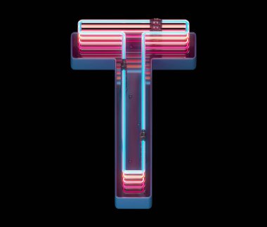 T harfi neon ışık yazı tipi