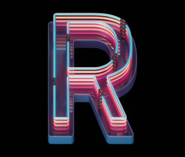 R harfi neon ışık yazı tipi
