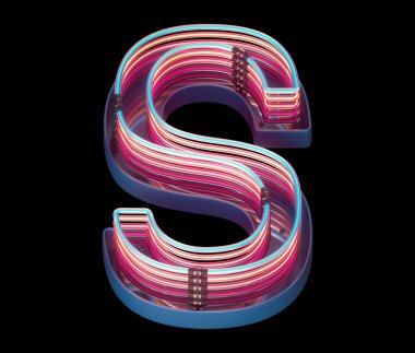 S harfi neon ışık yazı tipi