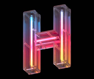 H neon ışık yazı tipi harfi
