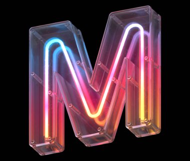 M harfi neon ışık yazı tipi