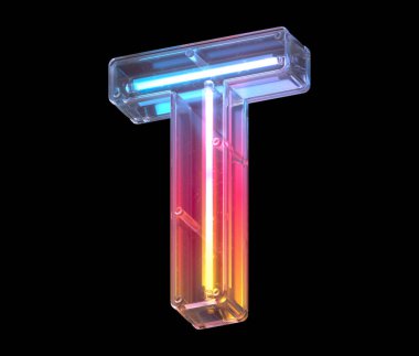 T harfi neon ışık yazı tipi