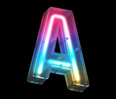 açık neon harf A yazı tipi 