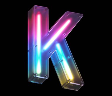 K harfi neon ışık yazı tipi