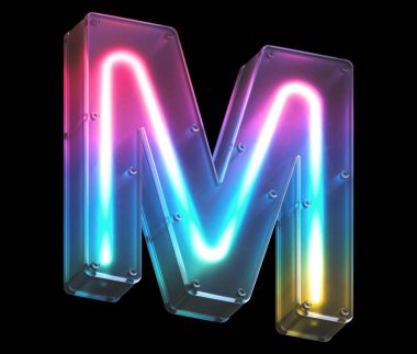 M harfi neon ışık yazı tipi