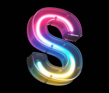 S harfi neon ışık yazı tipi