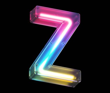 Z harfi neon ışık yazı tipi