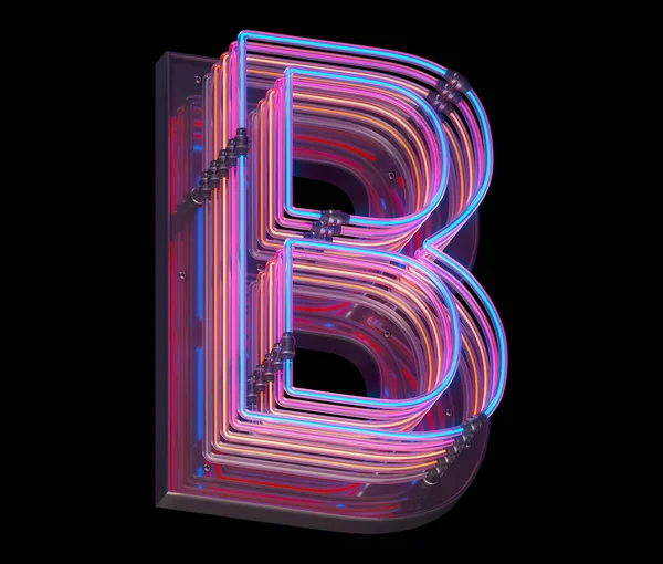 letter B font neon light