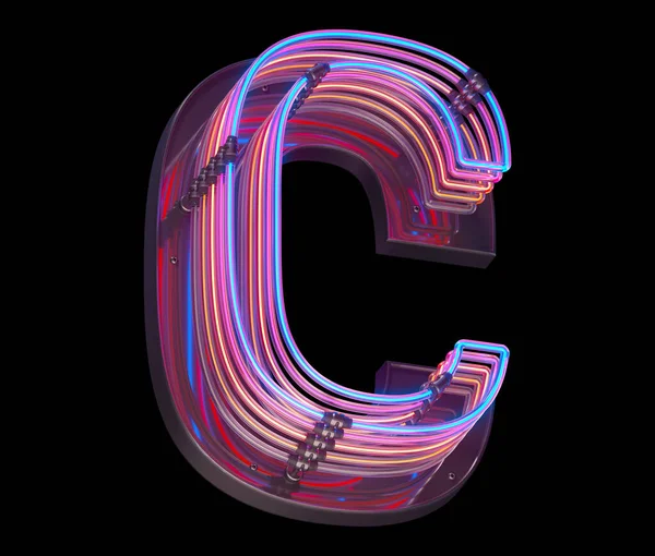 letter C font neon light