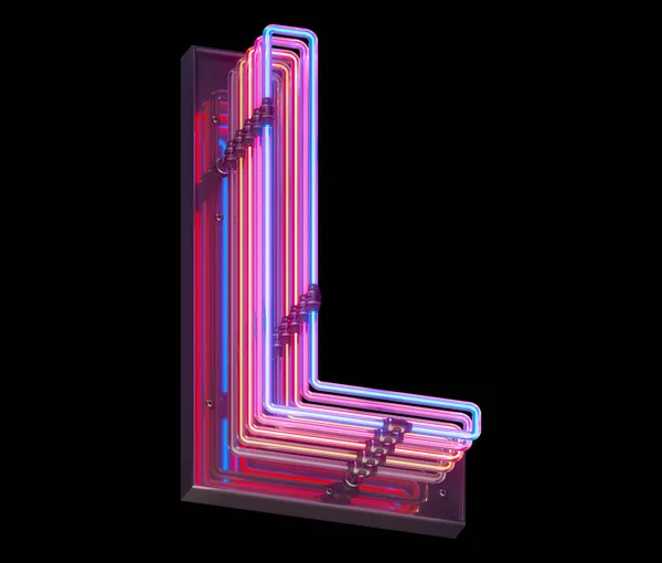 Letra Neon Light Fonte — Fotografia de Stock