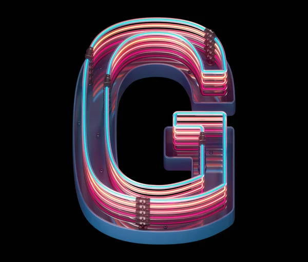 letter G neon light font