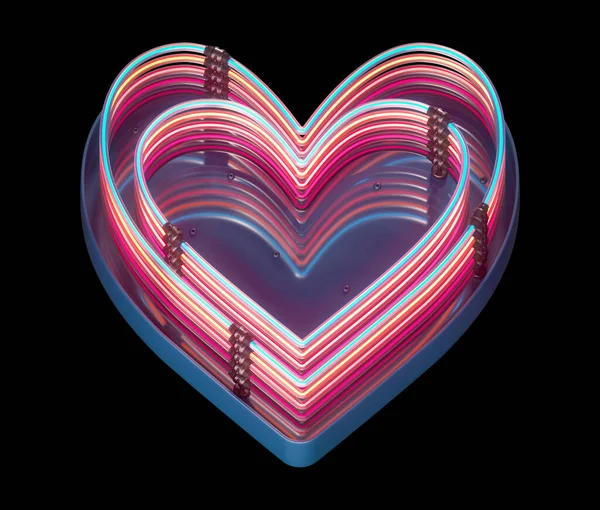 Neon Heart Sign Black — Stock Photo, Image
