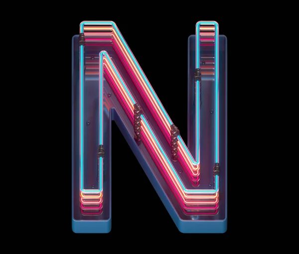 Litera Neon Light Font Czcionka — Zdjęcie stockowe