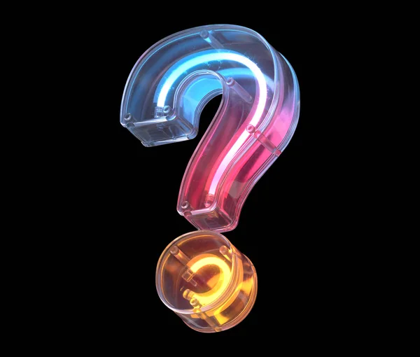 Soru işareti neon ışık yazı tipi