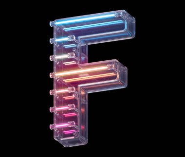 F harfi neon ışık yazı tipi