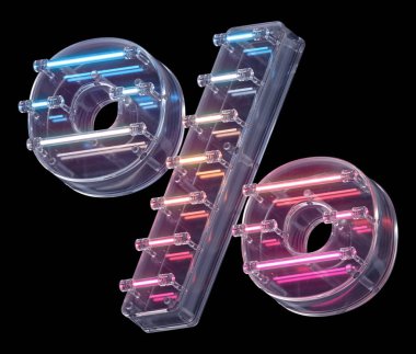 Yüzde neon ışığı işareti