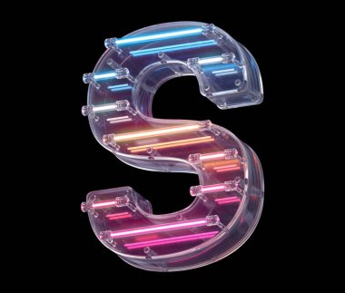 S harfi neon ışık yazı tipi