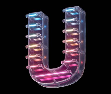 U harfi neon ışık yazıtipi