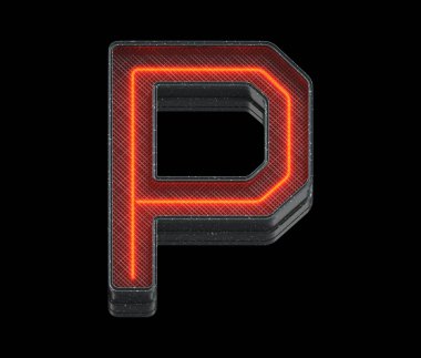 P harfi neon ışık yazı tipi