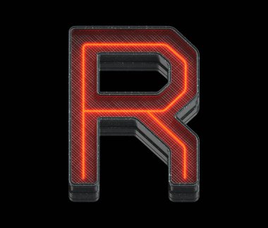R harfi neon ışık yazı tipi