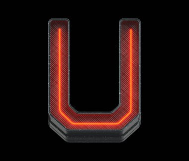 U harfi neon ışık yazıtipi