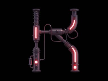 K harfi neon boru yazıtipi