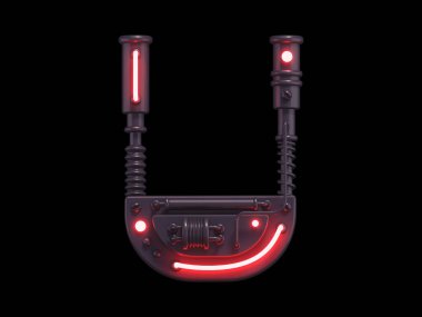 U harfi neon boru yazıtipi