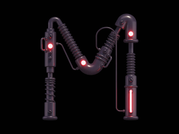  Шрифт M-letter neon pipe