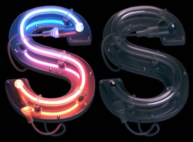 S harfi neon pipo yazı tipi