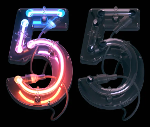 Number Neon Pipe Font — Stock Fotó
