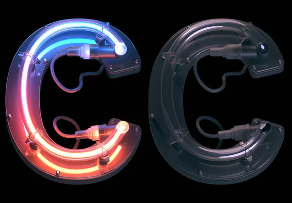 C harfi neon pipo yazı tipi