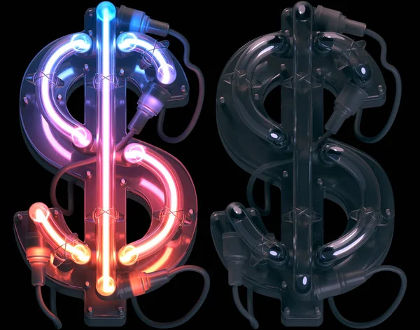 Dollar Sign Neon Pipe Font — Stock Photo, Image