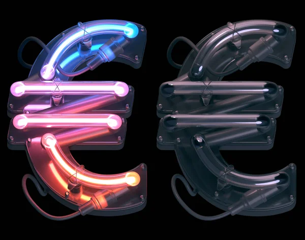 Euro Sign Neon Pipe Font — ストック写真