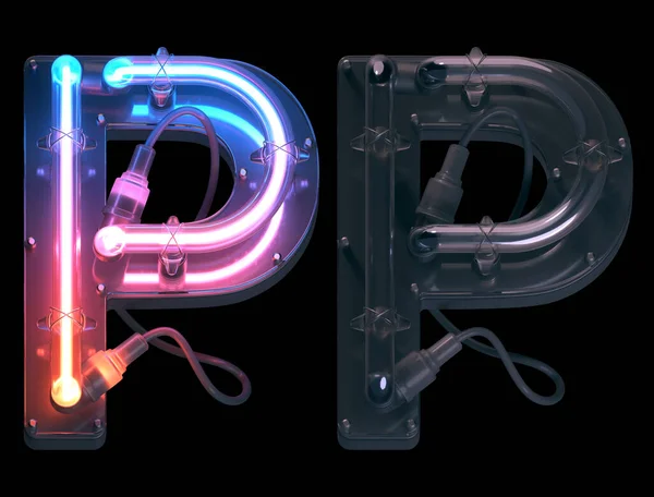Letter Neon Pipe Font — Stock Photo, Image