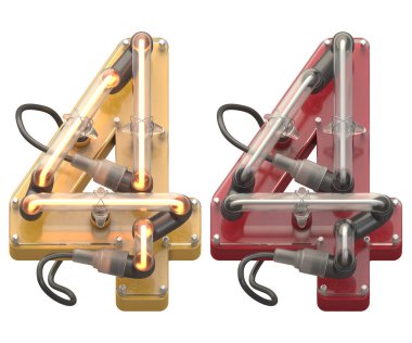 4 numara neon boru tipi sarı ve kırmızı 