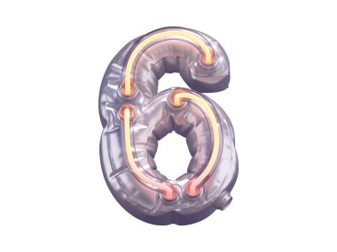 6 numara neon balon yazı tipi