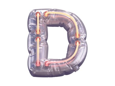 D harfi neon balon yazı tipi