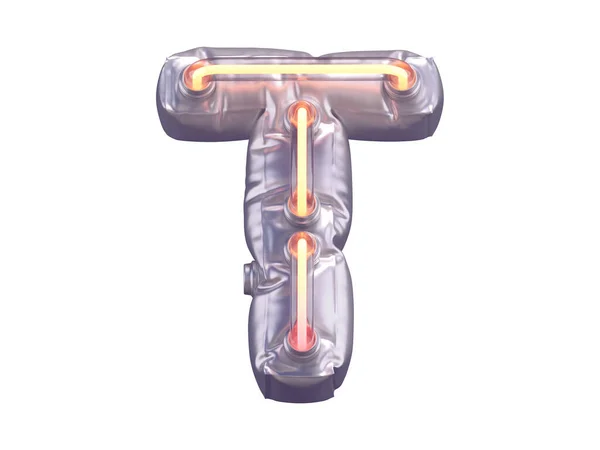 T字母霓虹灯气球字体 — 图库照片