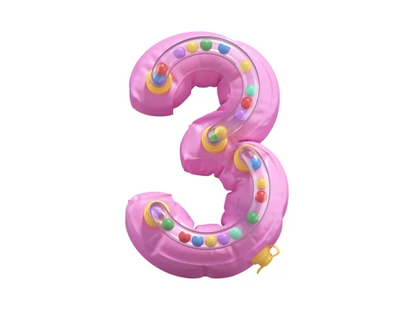 Número Rosa Inflável Com Bolas Coloridas Tubos — Fotografia de Stock