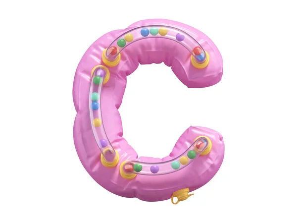 Letra Rosa Inflable Con Bolas Colores Tubos — Foto de Stock