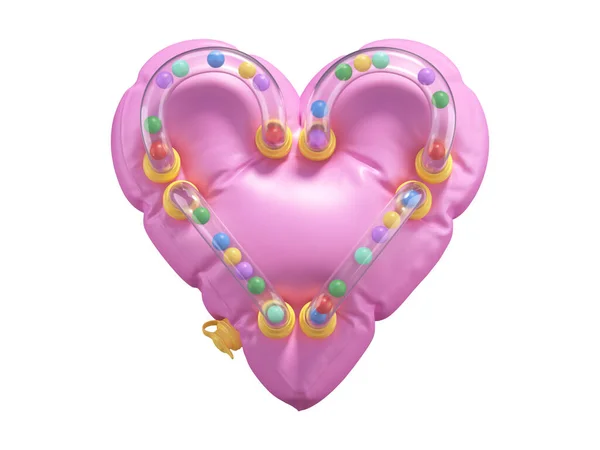 Coração Rosa Inflável Com Bolas Coloridas Tubos — Fotografia de Stock